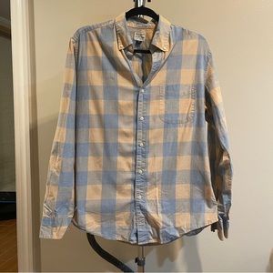 Men’s J Crew Checkered Shirt Blue and Peach